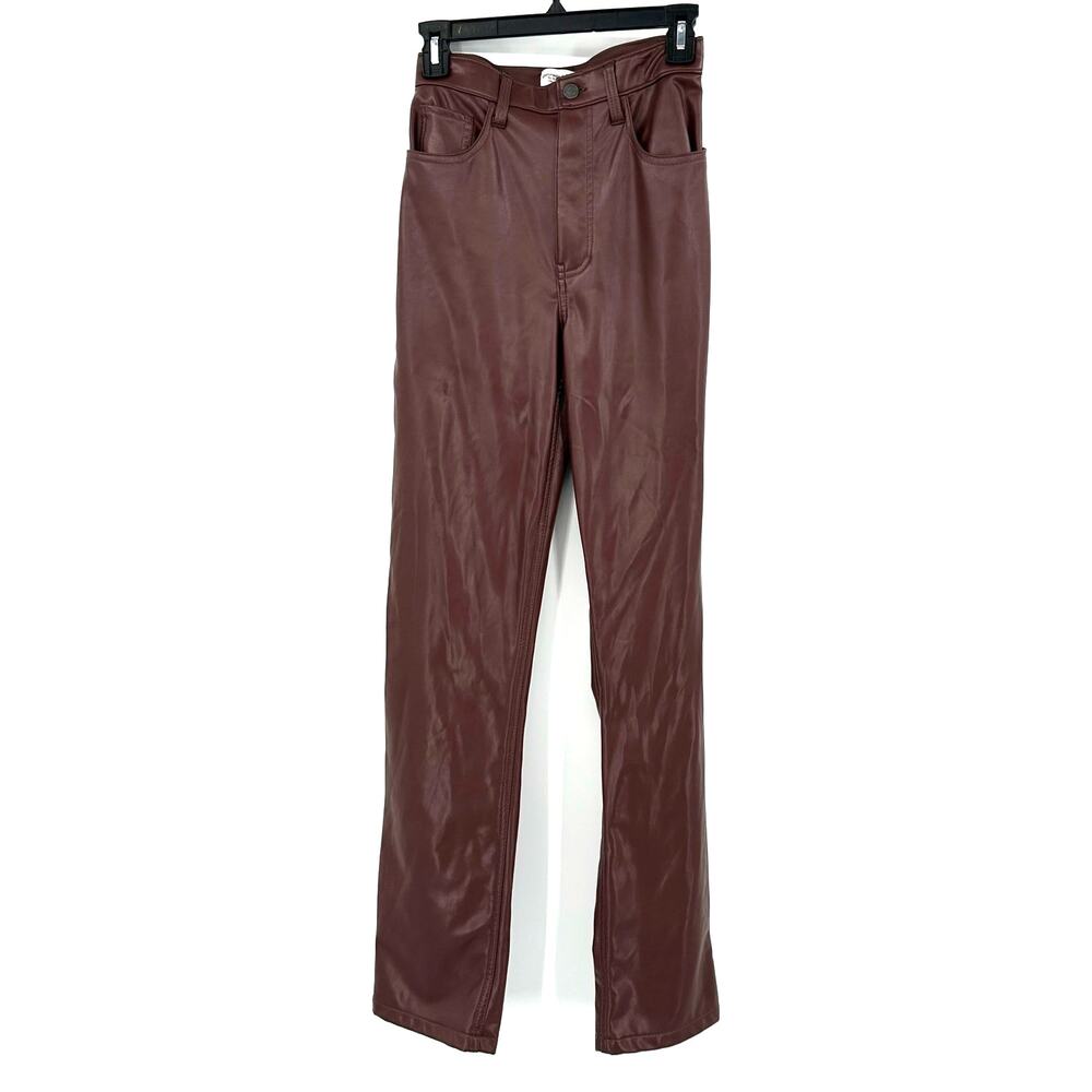 Abercrombie & Fitch Size 26 / 2 90's Straight Ultra High Rise Brown Faux Leather